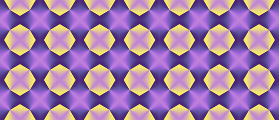 An abstract geometric pattern featuring repeating diamond shapes with a gradient of purple and yellow hues in a tessellating arrangement.