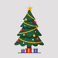 A Gilded Christmas Tree Radiating Festive Splendor