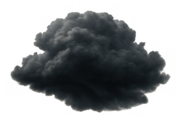 Dark thunder cloud creating heavy weather, storm coming, natural disaster and extreme climate change on transparent background