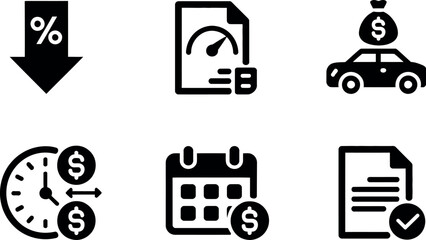 Collection of car loan and finance related vector icons