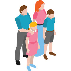 Obraz premium Family of Four Standing Together with a Transparent Background Featuring a Father Mother and Two Children Dressed in Casual Attire Showing Unity and Connection