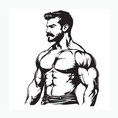 illustration of a man in black and white