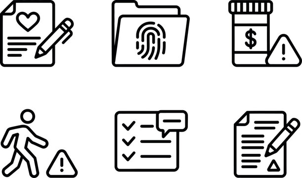 Set of icons representing various risks