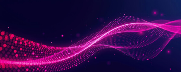 Luminous Magenta Dots Flowing in a Cyber Network Pathway Exploring Connectivity and Technology
