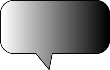 A blank speech bubble with a gradient from light gray to black.