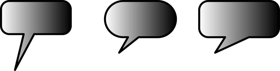 Three different styles of speech bubbles with a gradient fill, isolated on a white background.