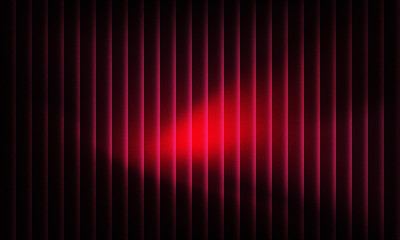 Vibrant red light beams through dark vertical blinds creating dramatic abstract background