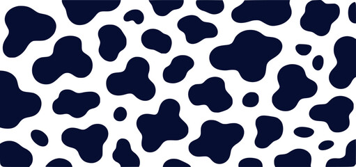 Seamless Cow Print Pattern - Dark Blue Spots on White Background