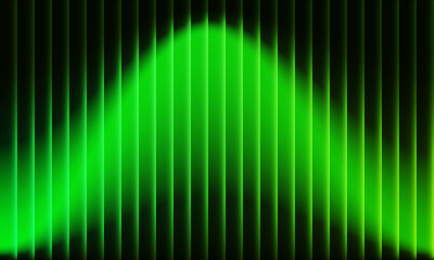 Dynamic green light waves pulse across vertical abstract background