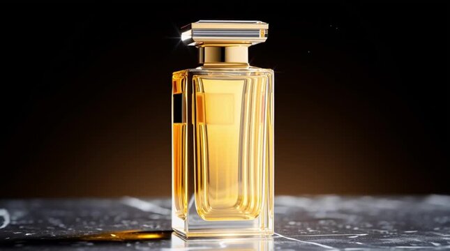 perfume bottle on black background