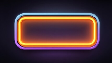 Vibrant Neon Frame with Colorful Glow for Text or Graphics on Dark Background in Creative and Contemporary Design Context