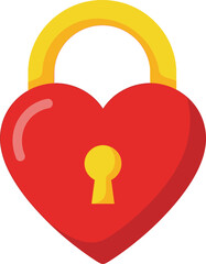 Red heart shaped padlock with a bright yellow shackle and keyhole, symbolizing love, security, commitment, privacy, and passion, ideal for valentine's day or relationship themes.