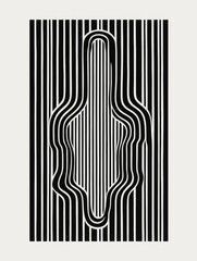 Abstract black and white line art illusion.