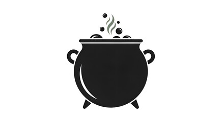 Illustration of an icon black witch’s cauldron, on clean white backdrop