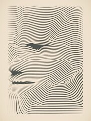 Abstract face pattern with flowing lines.