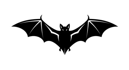 A black bat icon with spread wings, clean white surface