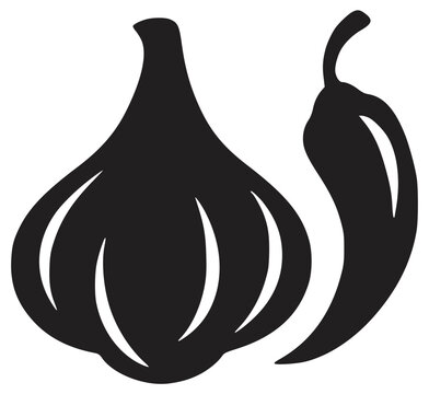 black garlic and chili pepper clip art preview