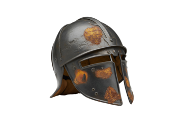 Ancient roman gladiator helmet isolated on transparent background