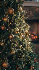 Christmas Tree with Golden Lights