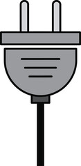 Electrical power plug icon illustration depicting a common two-pin connector for household appliances and electronic devices, essential for energy supply and connection.