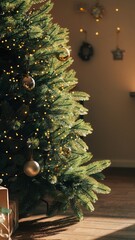 Christmas Tree with Golden Lights