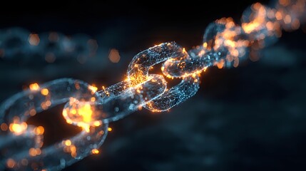 Abstract glowing blockchain network a digital chain connection with nodes ideal for technology and cryptocurrency concepts