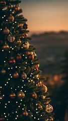 Christmas Tree with Golden Lights