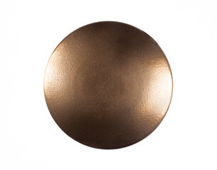 Golden round knight's shield isolated on white background