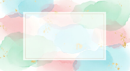 Soft Pastel Watercolor New Year Background with Gold Leaf Generated AI