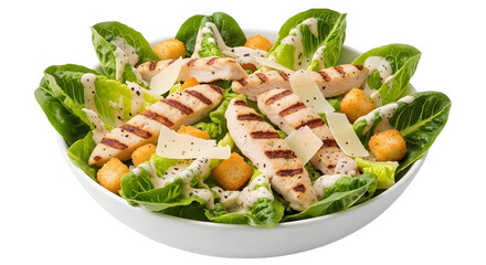 Delicious Chicken Caesar Salad with Fresh Romaine Lettuce and Crispy Croutons.