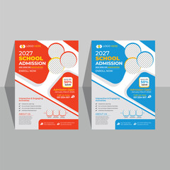 A bundle of 2 templates layout design,Kids back to school education admission flyer poster layout template.