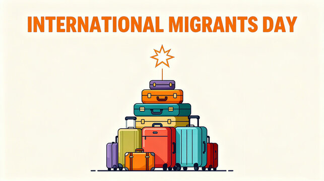 Colorful luggage elements, a carrier of international migration, a mobile lifestyle, and a diverse identity concept, suitable for immigration rights activities and cultural promotion materials.
