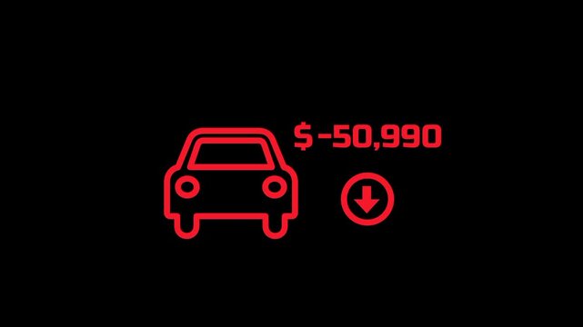 A red car icon with a negative number symbolizes losses in the automotive industry indicating reduced sales and declining market strength