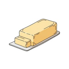 Butter block on a plate in minimalist style  