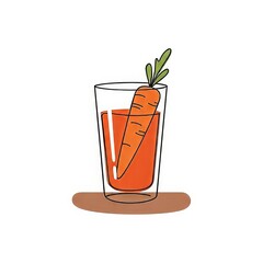 Carrot juice in a glass with a fresh carrot garnish  