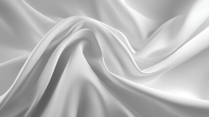 Naklejka premium Soft White Satin Fabric Texture with Flowing Creases and Elegant Drapery Perfect for Fashion or Textile Background in Creative Design Projects