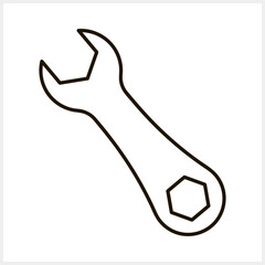 Outline wrench icon Tools clipart Vector stock illustration 
