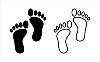 Foot print icon isolated. Human footprint silhouette. Footcare symbol. Travel concept barefoot. Vector illustration
