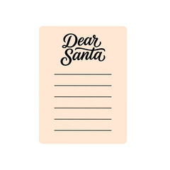 Cute Christmas letter to Santa Claus template for kids with hand-drawn doodle elements in flat style, perfect for printable holiday stationery, children s wish lists, and festive design projects.