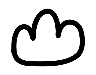 Hand-drawn doodle cloud icon simple cute sketch symbol of calmness and dreams isolated on white background for journals and creative projects.
