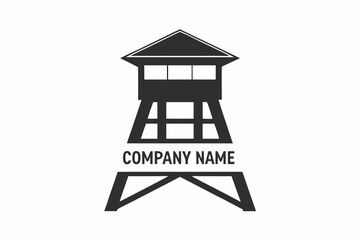 The watchtower structure has a prominent silhouette with minimalist elements suitable for many company logos