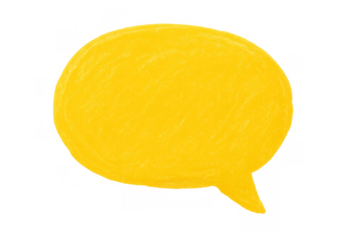 Yellow speech bubble creating a visual for communication, chat, and messaging, isolated with transparent background