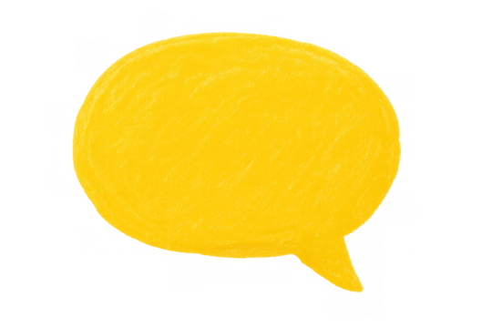 Yellow speech bubble creating a visual for communication, chat, and messaging, isolated with transparent background