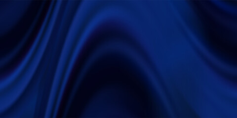 Navy blue silk satin. Silky shiny fabric. Dark luxury background with space for design. Banner. Wide. Long. Panoramic. Template. Empty. Flat lay, top view table. Beautiful.Elegant.Birthday,Christmas.