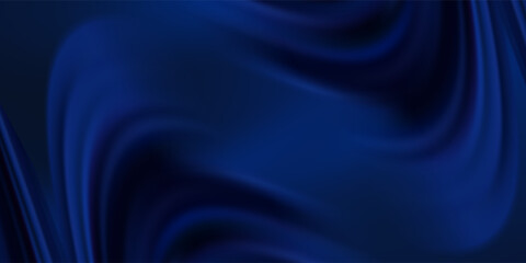 Navy blue silk satin. Silky shiny fabric. Dark luxury background with space for design. Banner. Wide. Long. Panoramic. Template. Empty. Flat lay, top view table. Beautiful.Elegant.Birthday,Christmas.