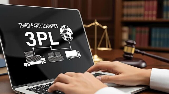 3PL logistics services concept on laptop. 