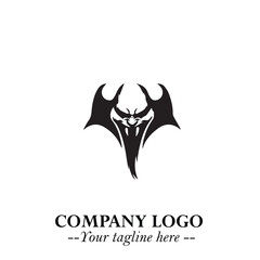 Obraz premium Head of Dracula Logo Symbol in Black on the White Background with Horror Minimal Vector Design