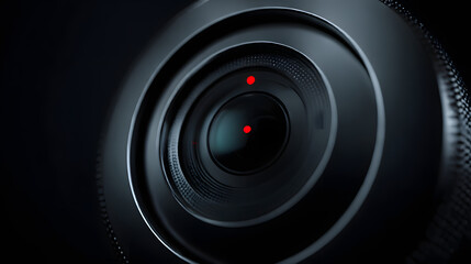 High-Tech Surveillance Lens: An enigmatic surveillance lens, capturing the essence of observation with its sleek design, enhanced by two striking red dots.