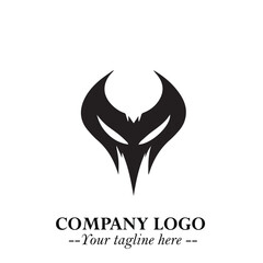 Head of Dracula Logo Symbol in Black on the White Background with Horror Minimal Vector Design