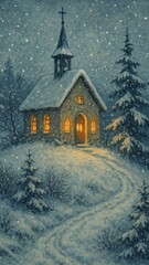 Cozy winter church mobile wallpaper
